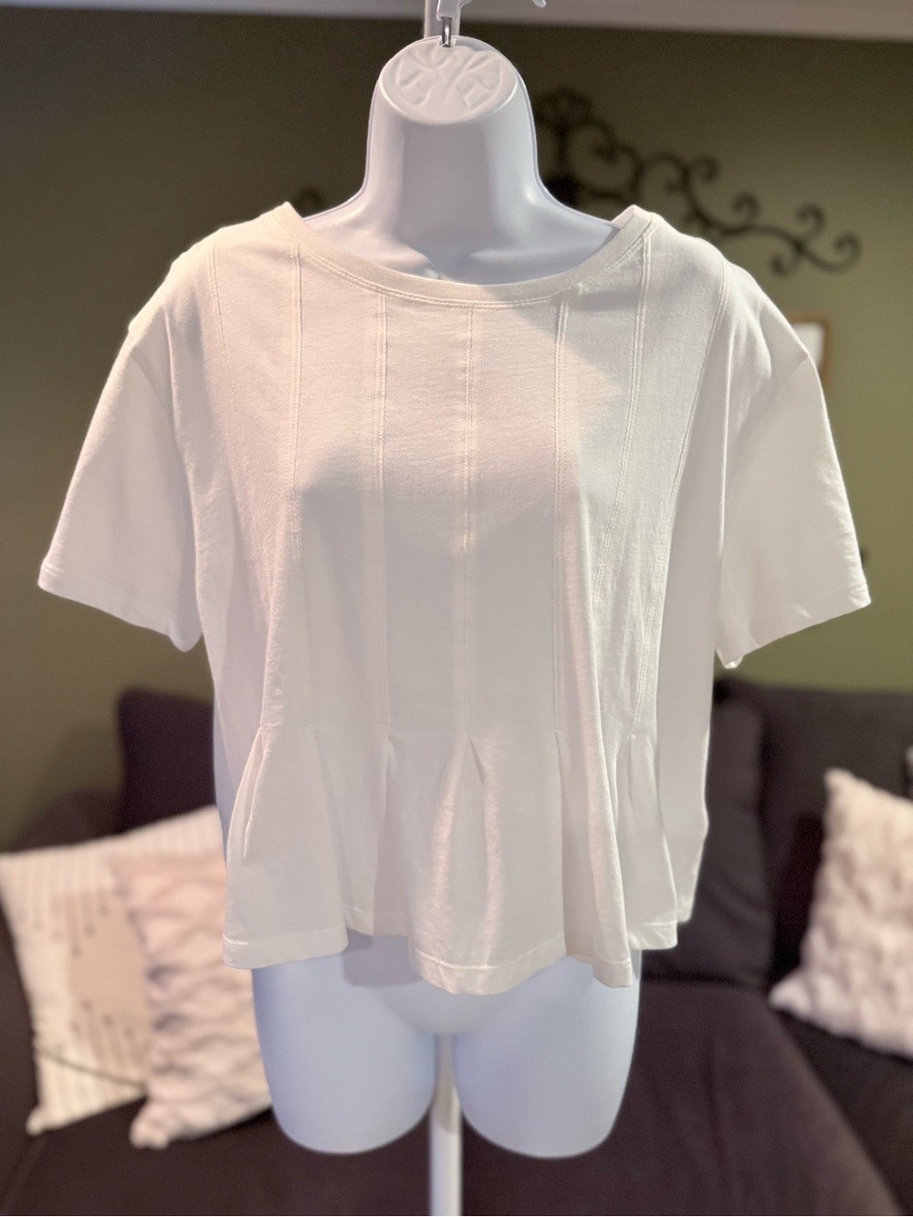 Women’s Ivory Short Sleeve Peplum Tee